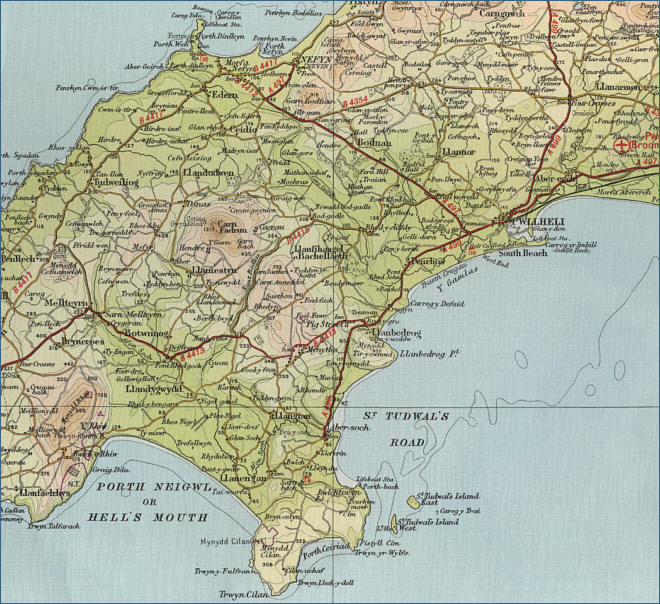 Map of Pwllheli, north Wales