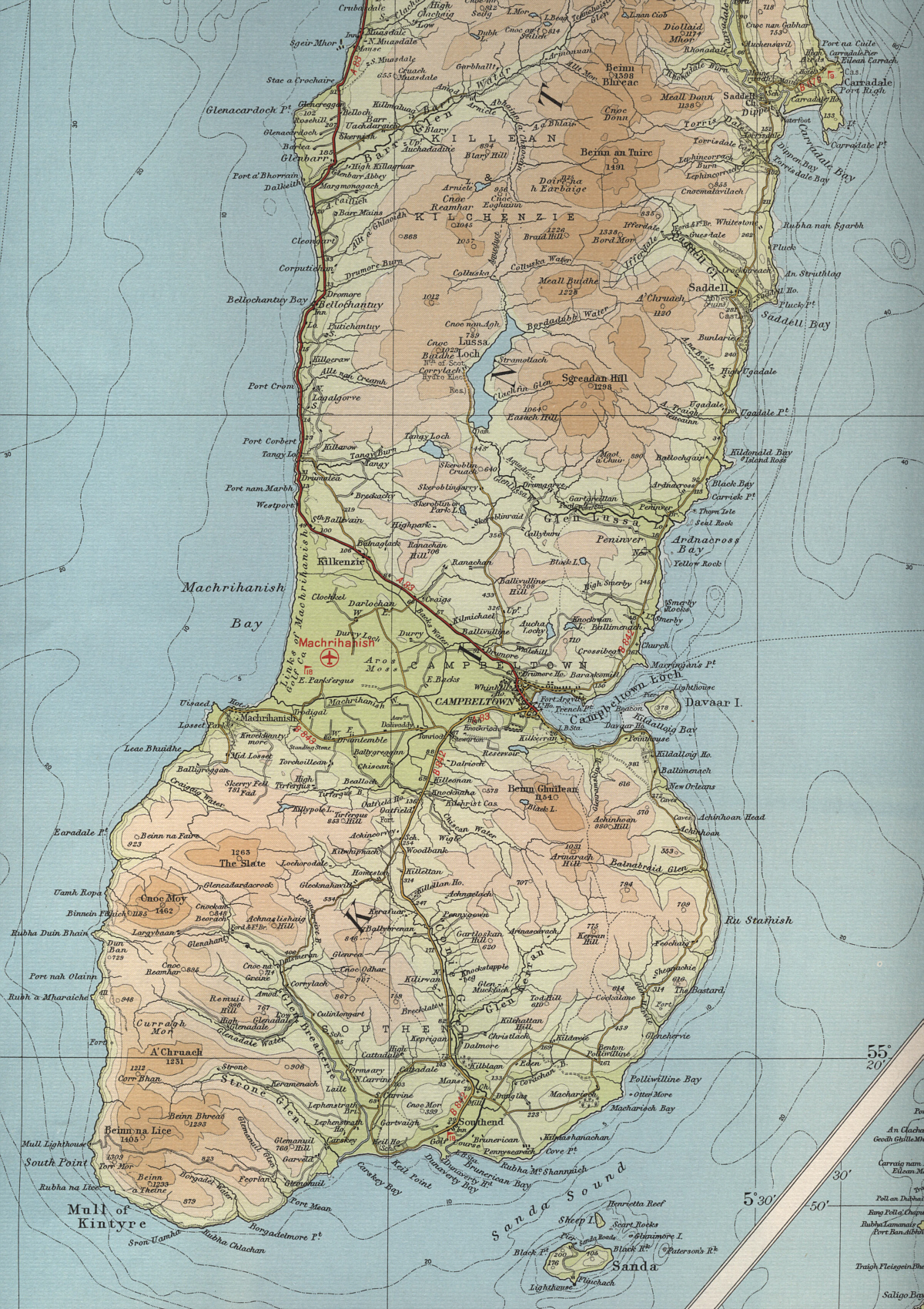 Mull Of Kintyre Map Mull Of Kintyre Map